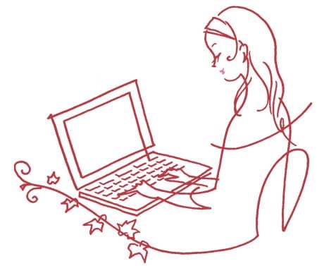 パソコンを利用する女性のイラスト